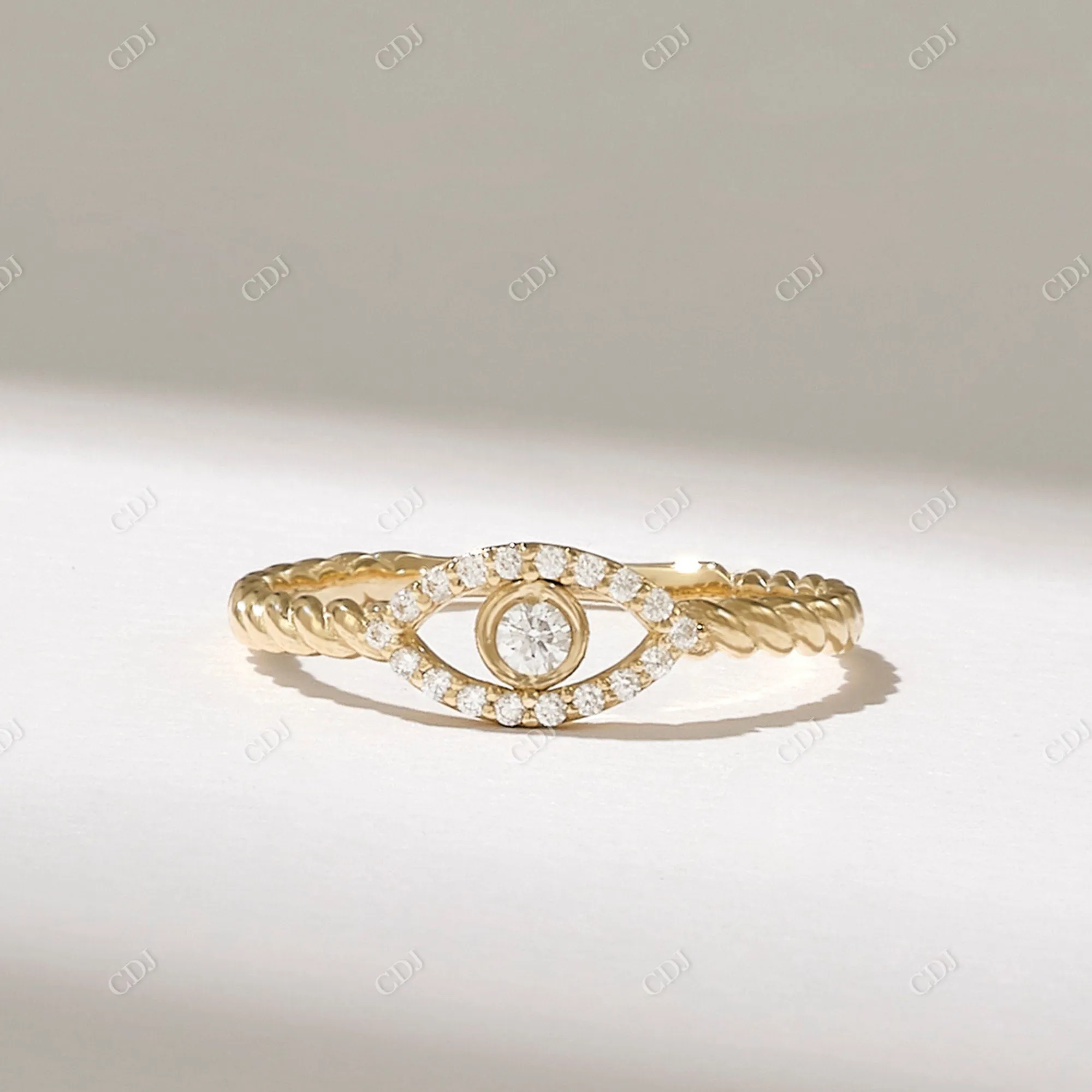 0.19CTW Round Lab Grown Diamond Minimalist Evil Eye Ring