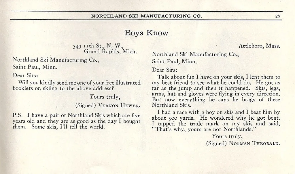 1923 Northland Ski Manufacturing Company Brochure