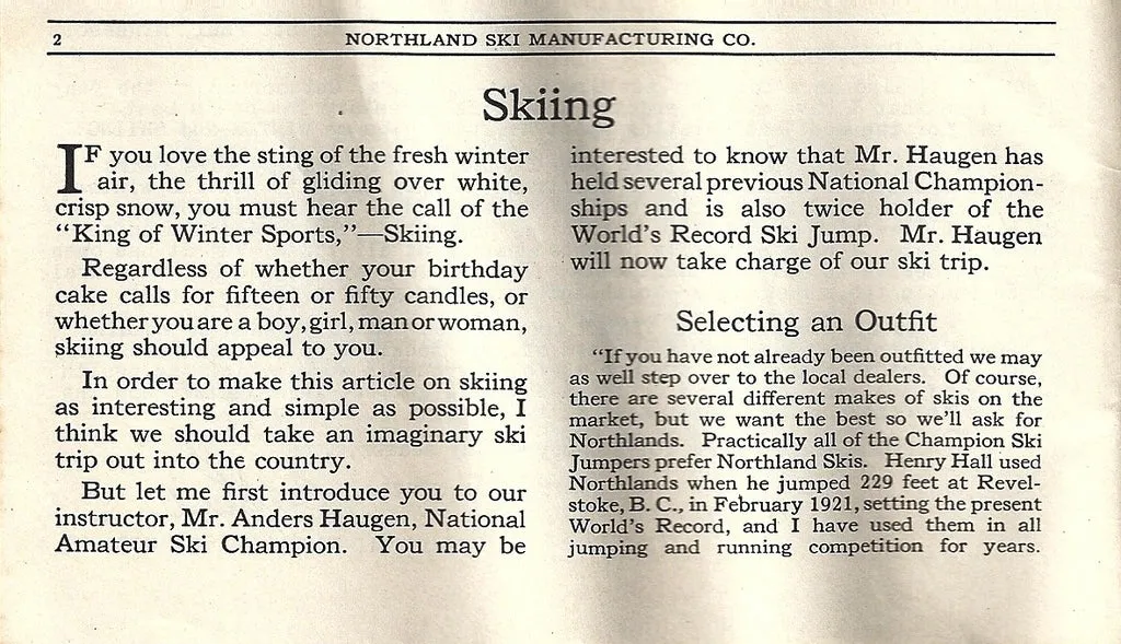 1923 Northland Ski Manufacturing Company Brochure