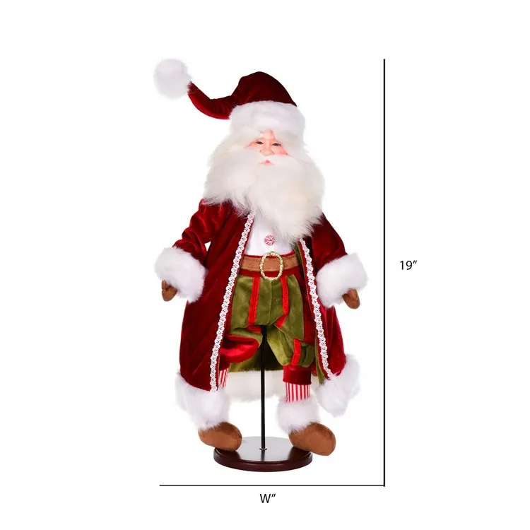 19" Deck The Halls Santa Doll with Stand