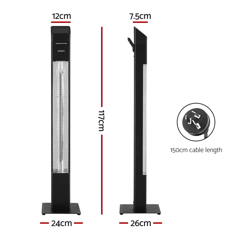 2000W Radiant Tower Heater 3 Heat Settings w/ Timer Devanti