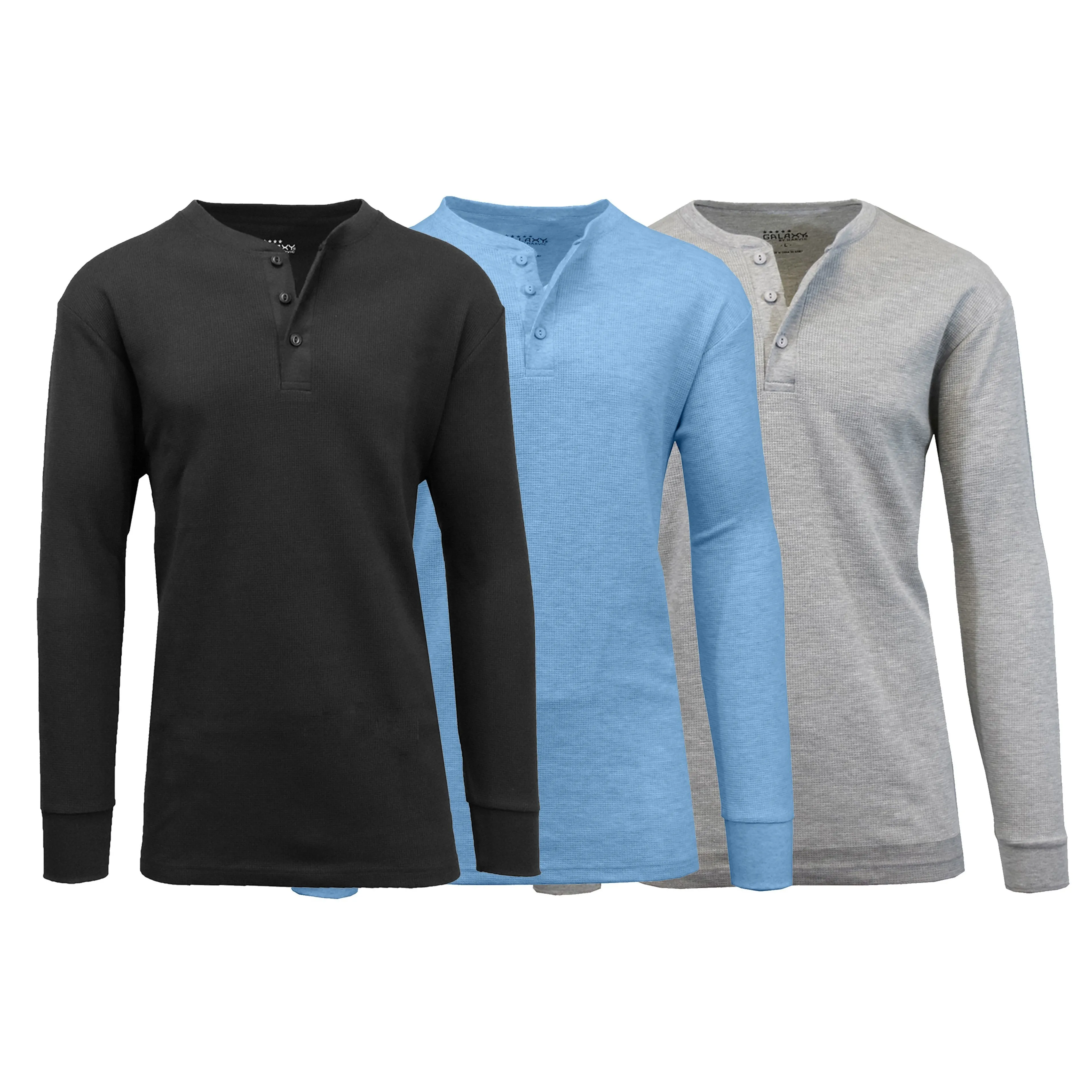 3-Pack: Men's Waffle-Knit Thermal Henley Tees