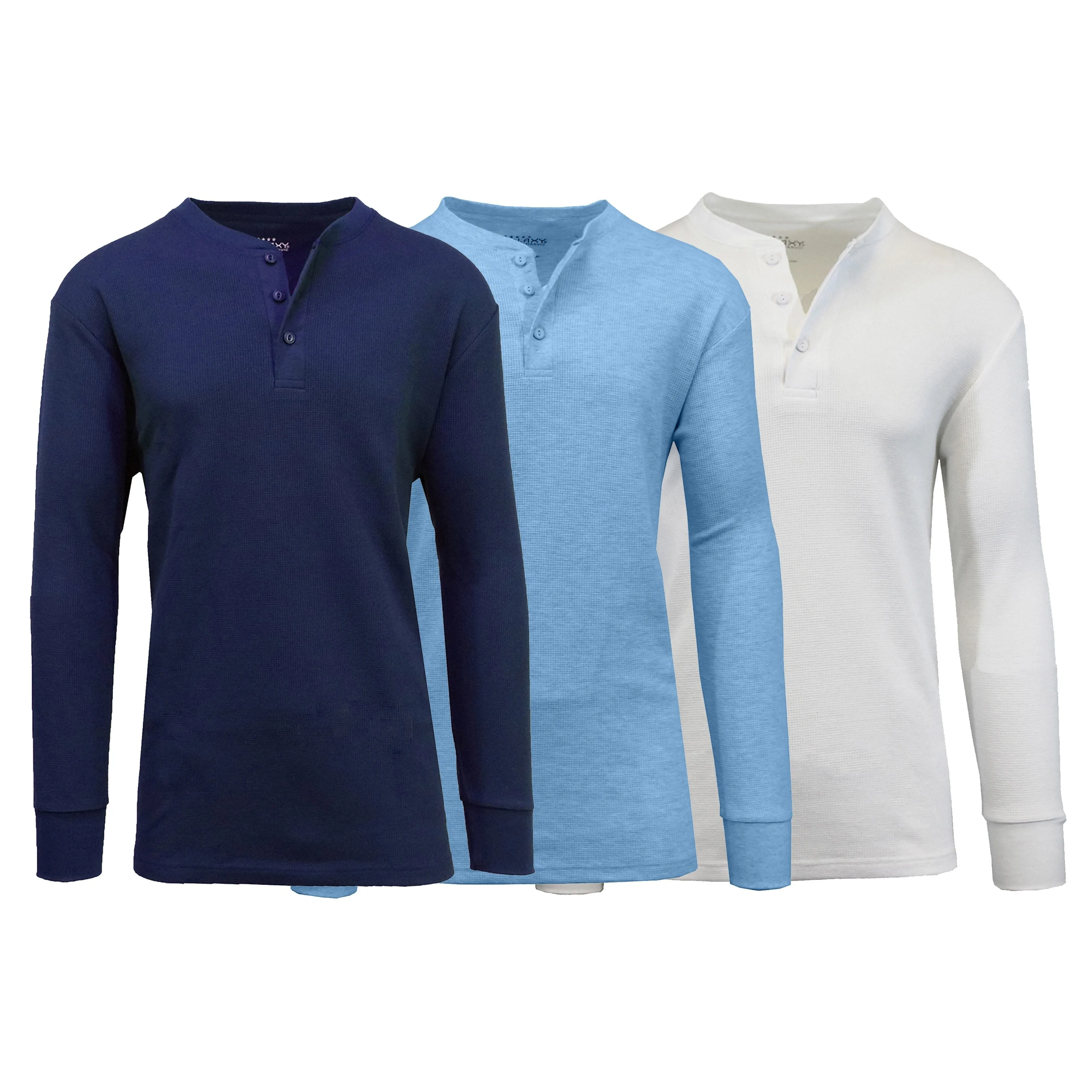 3-Pack: Men's Waffle-Knit Thermal Henley Tees