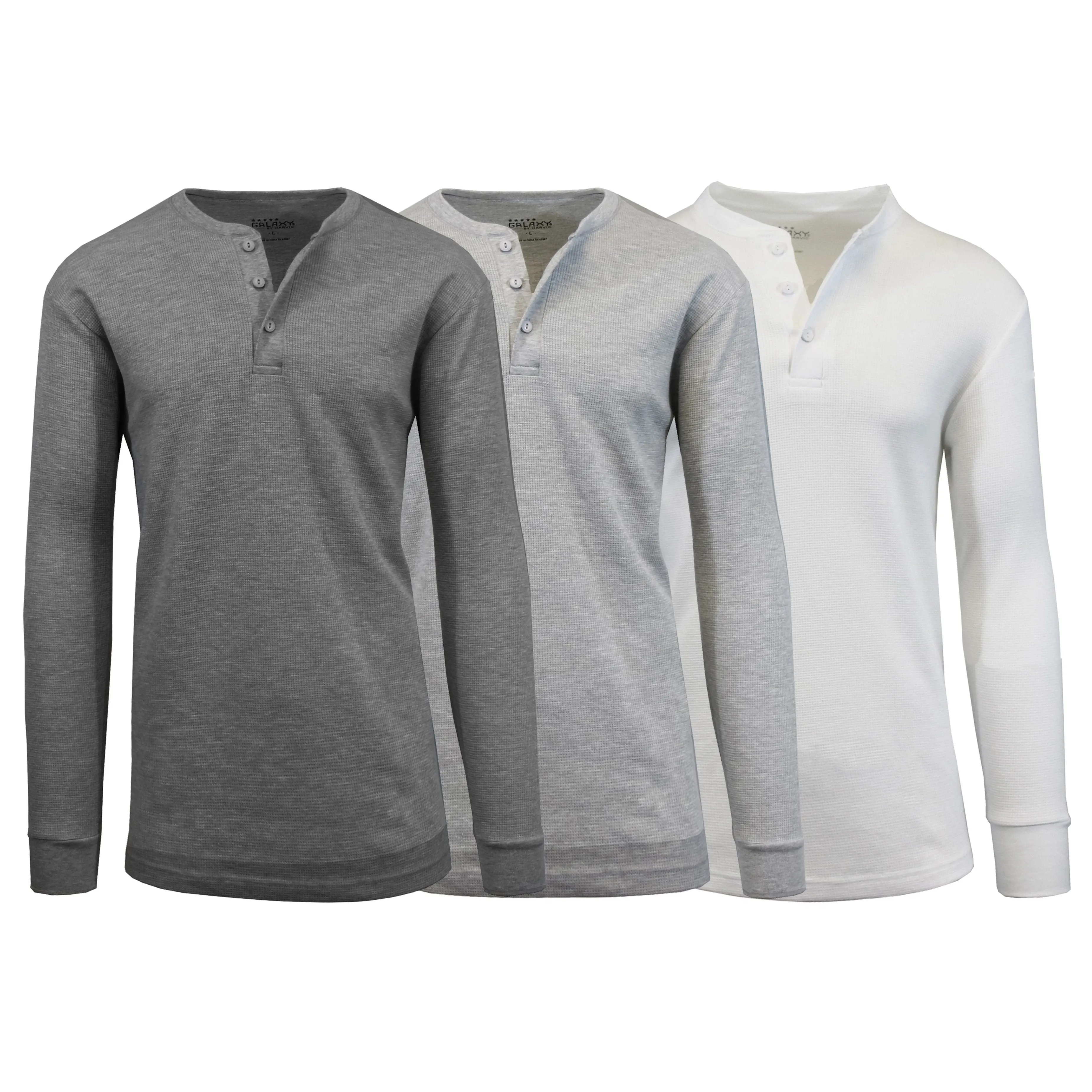 3-Pack: Men's Waffle-Knit Thermal Henley Tees