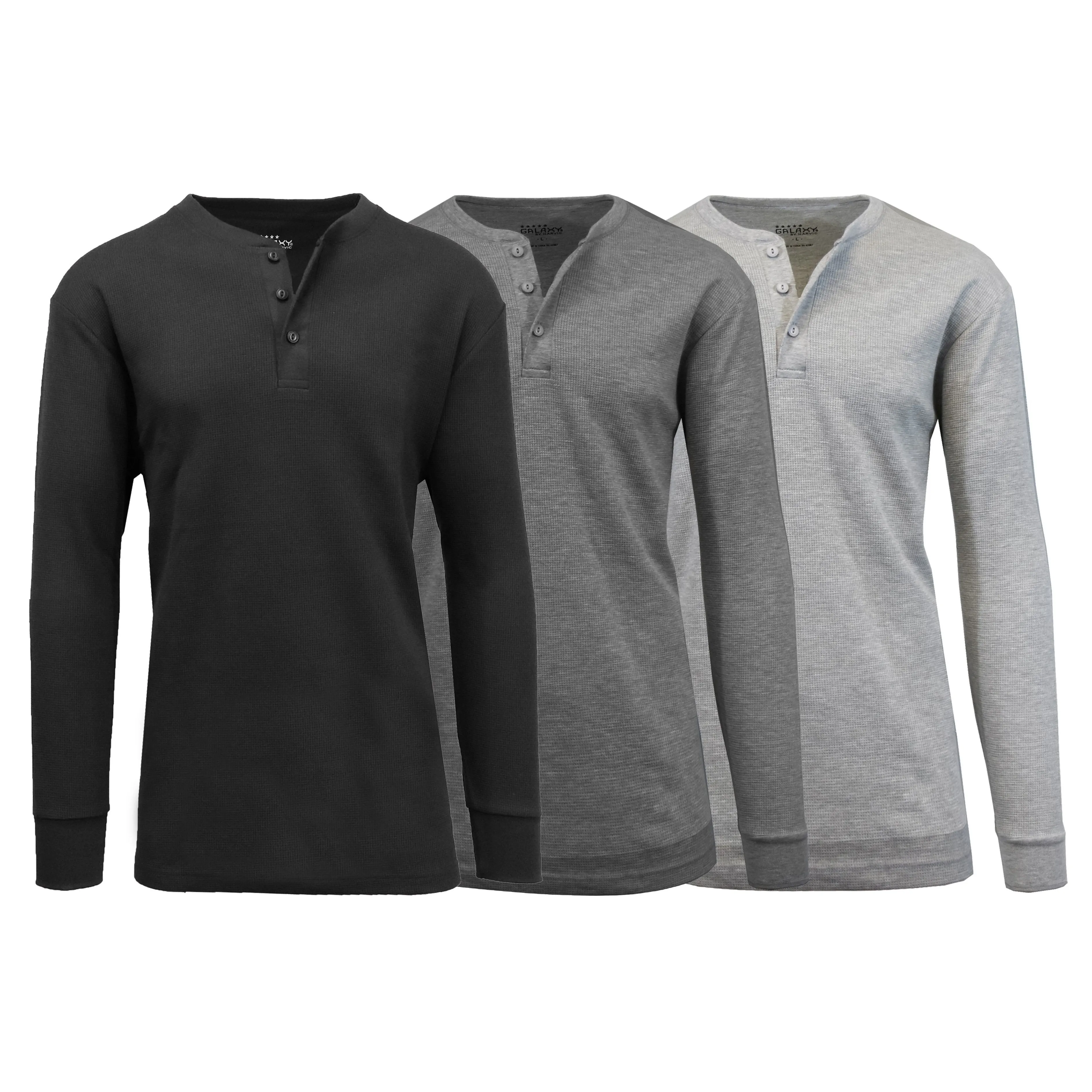 3-Pack: Men's Waffle-Knit Thermal Henley Tees