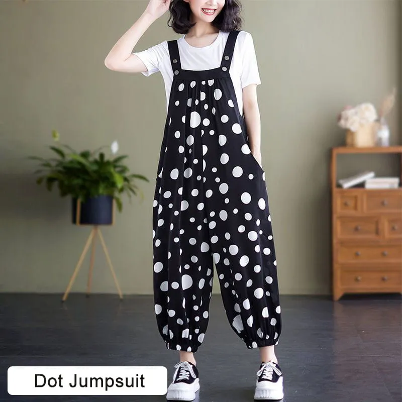 🔥50% OFF🔥Casual Loose Jumpsuit with Pockets & Solid Color T-Shirt Two-Piece Set