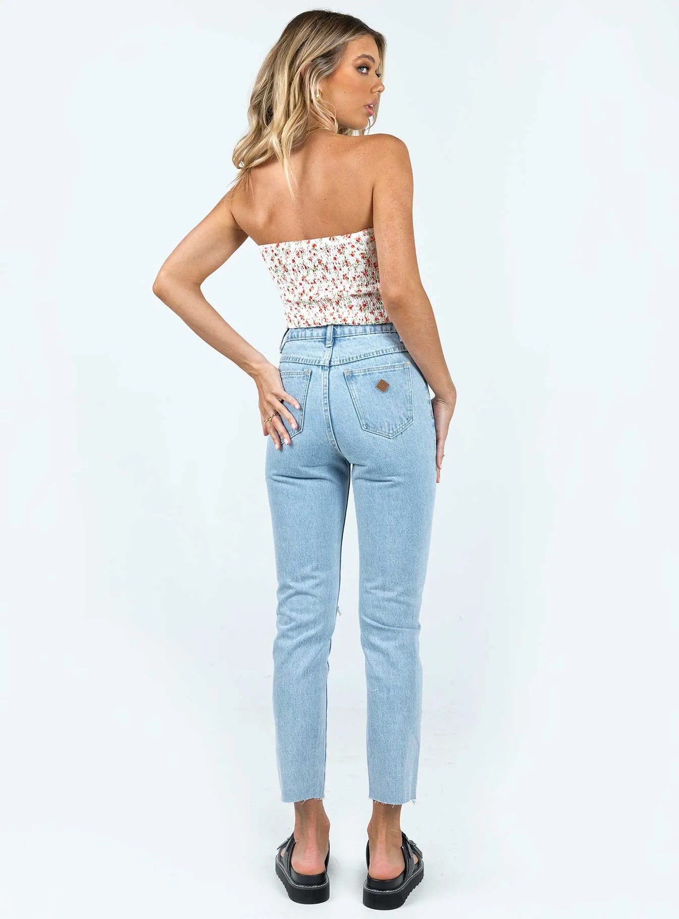 Abrand 94 High Slim Walkaway Rip Light Wash Denim