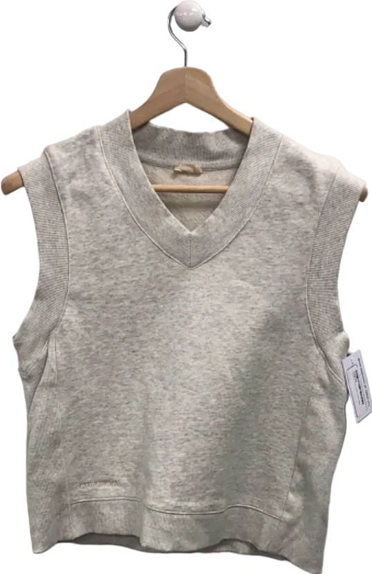 Adanola Grey Sleeveless V-Neck Sweatshirt XS