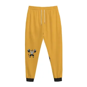 All-Over Print Men's Sweatpants | Interlock gold weightlifting theme