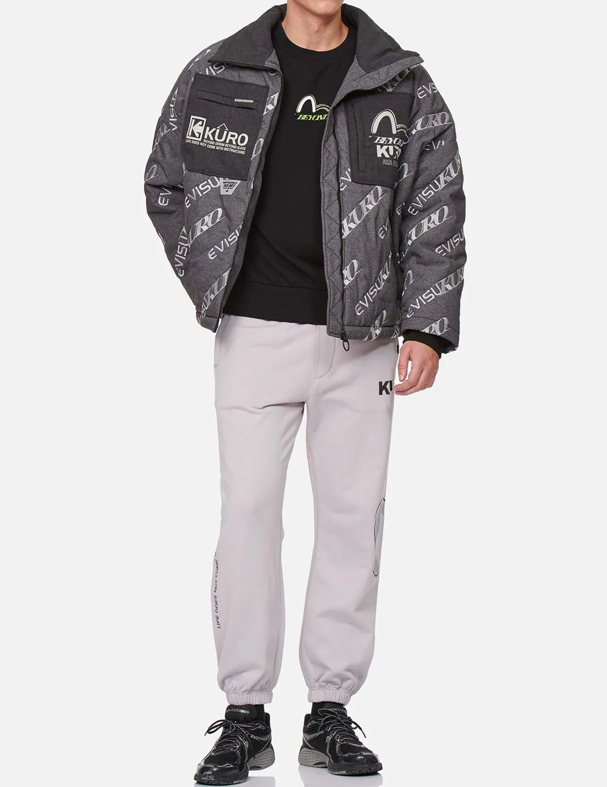 Allover Logo Embroidered Padded Jacket