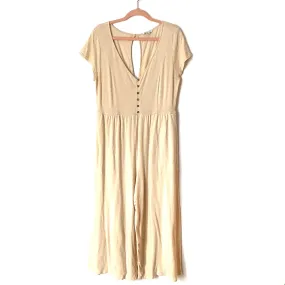 American Eagle Tan Cropped Jumpsuit- Size L