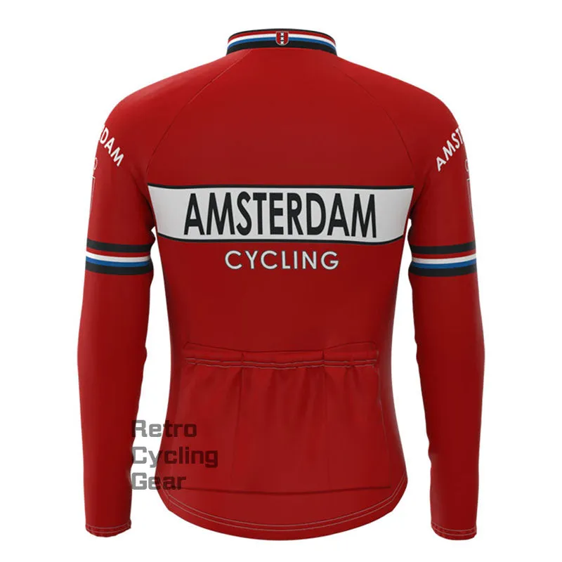 Amsterdam Red Fleece Retro Long Sleeves Jerseys