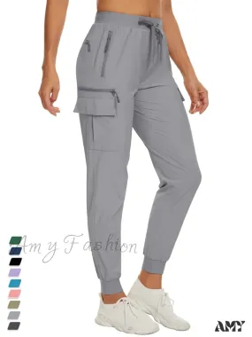 Amy Fashion - Elastic Waist Casual Long Trousers