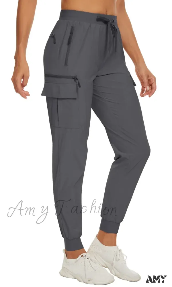 Amy Fashion - Elastic Waist Casual Long Trousers