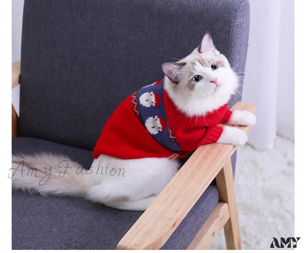 Amy Fashion - Pet Cat Winter Autumn  Warm Knitted Sweater