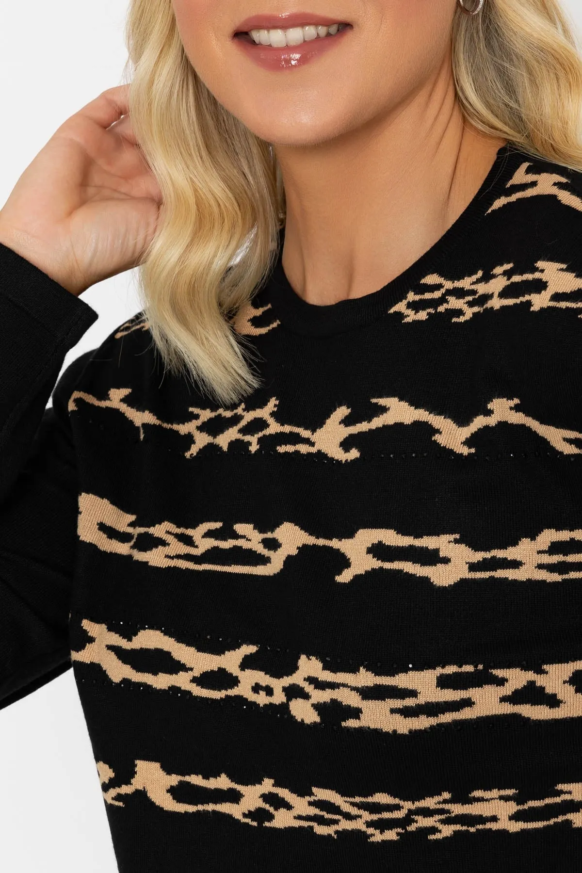 Animal Print Stripe Knit Jumpers