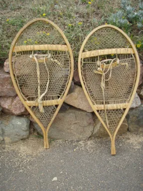 Antique Snowshoes - 1920s Native American Bearpaw Snowshoes