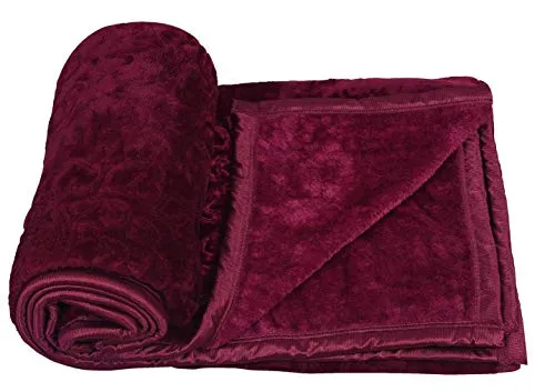 AQRATE Ultra Soft Luxurious Embossed Very Warm Korean Mink Blanket Single Bed for Winter (Violet, Single)