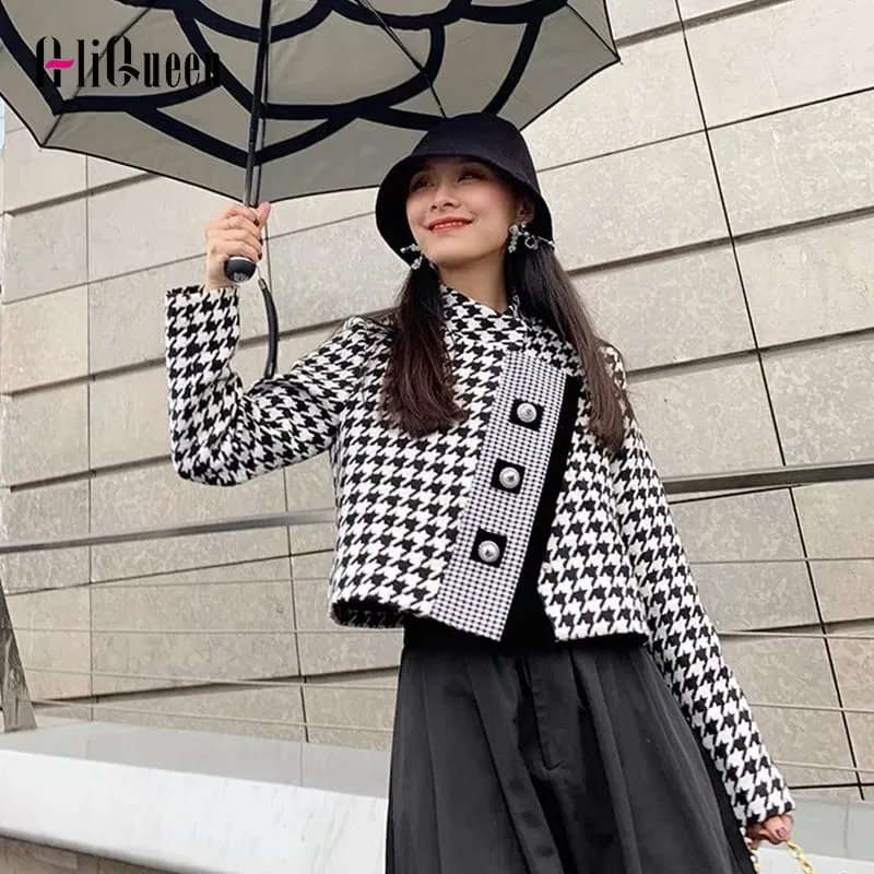 Autumn Winter Asymmetric Leisure Short Woolen Jacket Female Outwear S 111023