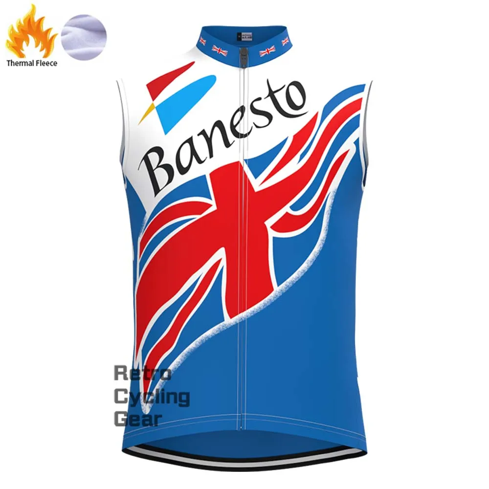 Banesto blue Fleece Retro Cycling Vest