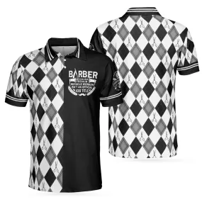 Barber Because Freakin' Miracle Worker Isn't An Official Job Title Polo Shirt, Harlequin Pattern Polo Shirt, Best Barber Shirt For Men