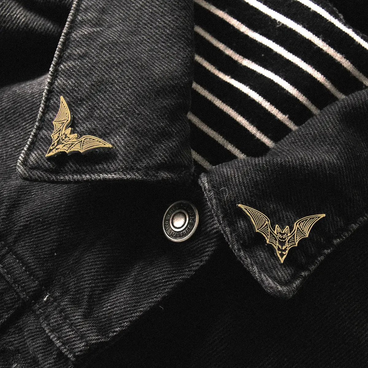 Bat Collar Point Enamel Pin Set in Gold