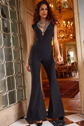 Beaded Crepe Sleeveless Jumpsuit by Jovani 23240