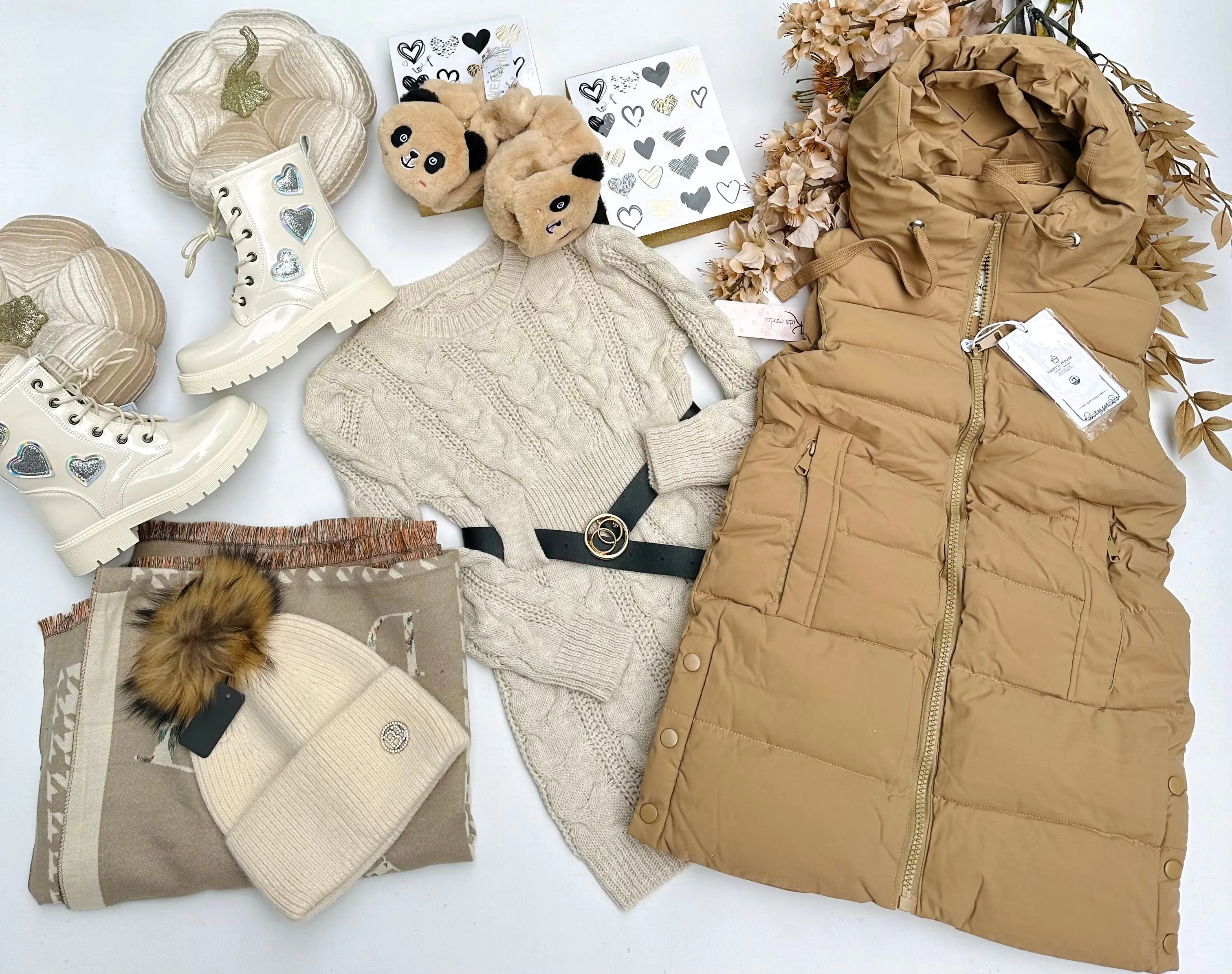 Beige long gilet