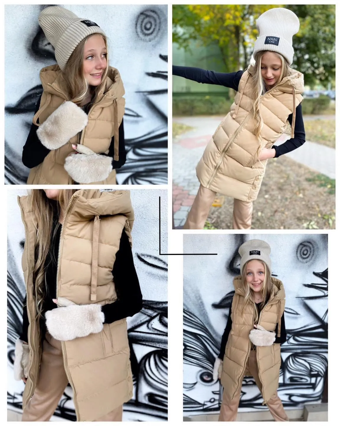 Beige long gilet