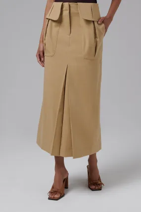 Beige Side Pockets Skirt