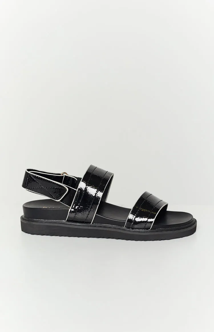 Billini Zyla Black Crinkle Sandal