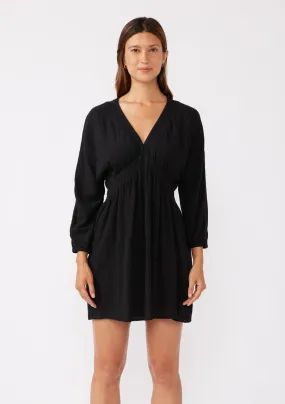 Billowy Sleeve V-Neck Babydoll Mini Dress