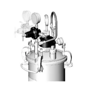 Binks 183G 5 Gallons ASME Galvanized Carbon Steel Pressure Tank - Single Regulated & No Agitator