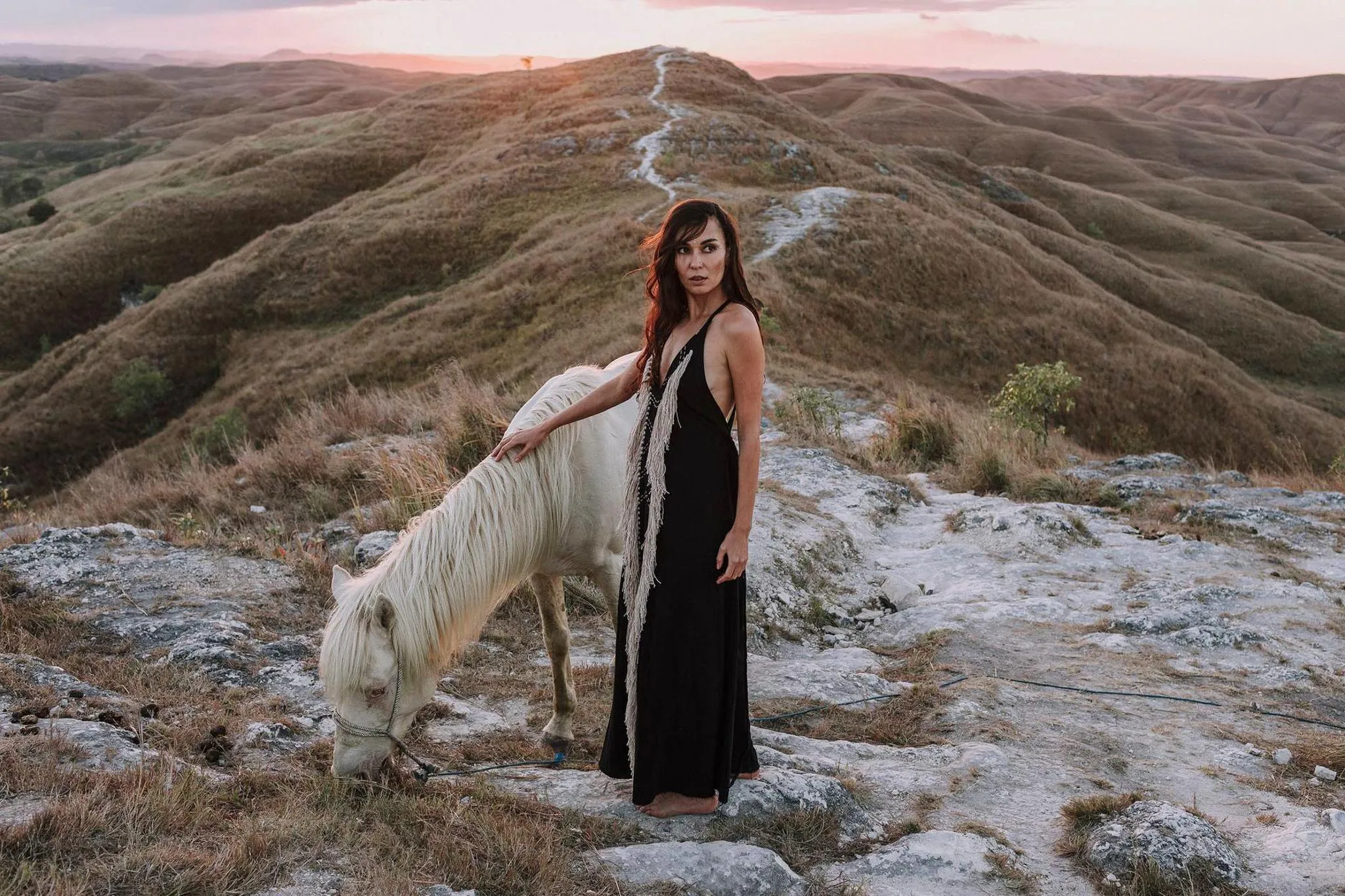 Black Cotton Long Maxi Dress • Open Back Goddess Dress