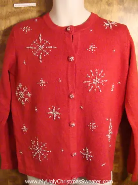 Bling Snowflake Tacky Christmas Sweater with Scarf