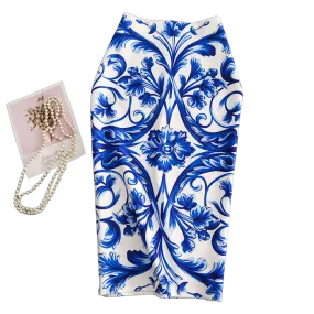 Blue Royalty Woman Pencil Skirt