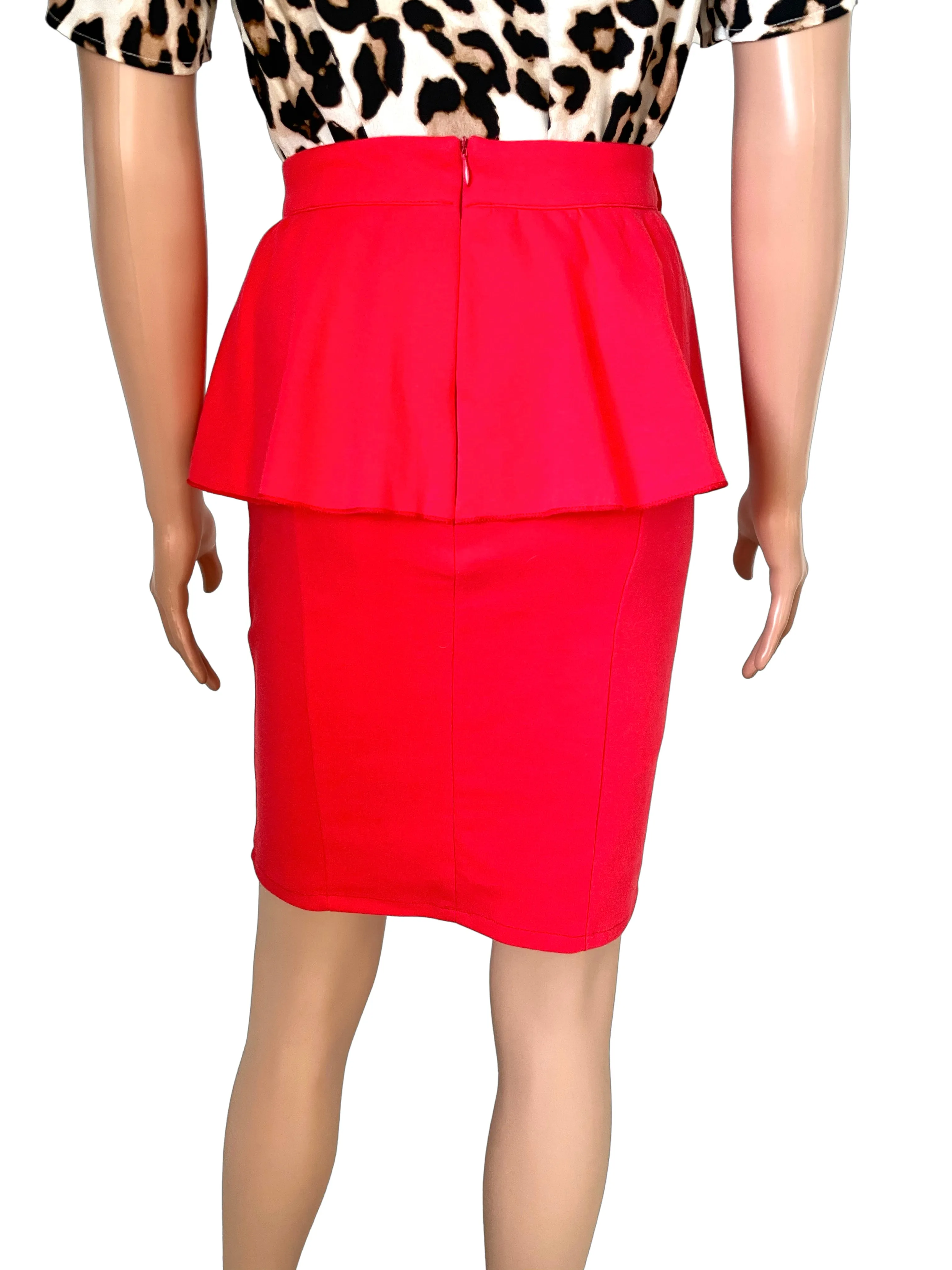 Bright Peplum Pencil Skirt