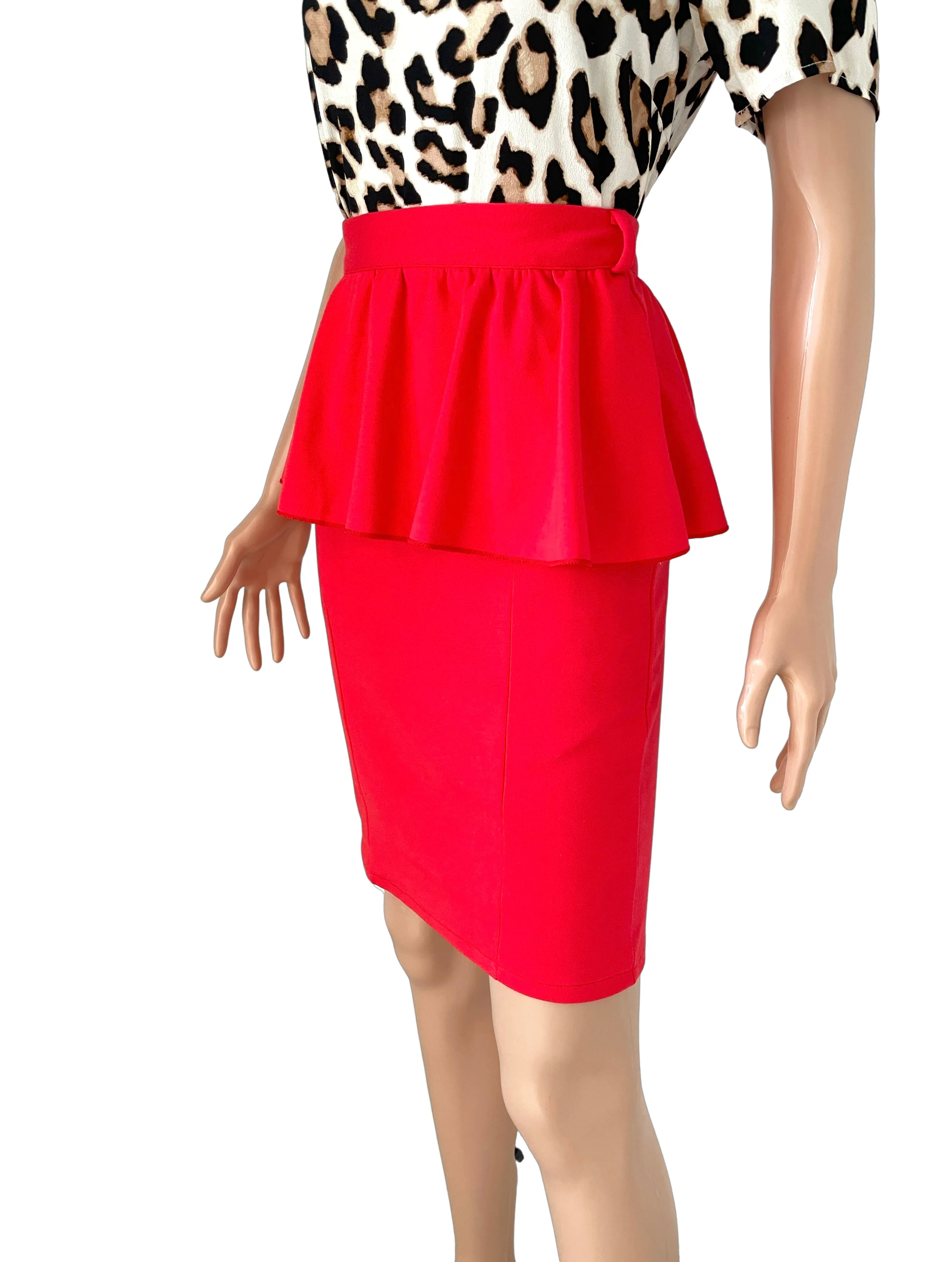 Bright Peplum Pencil Skirt