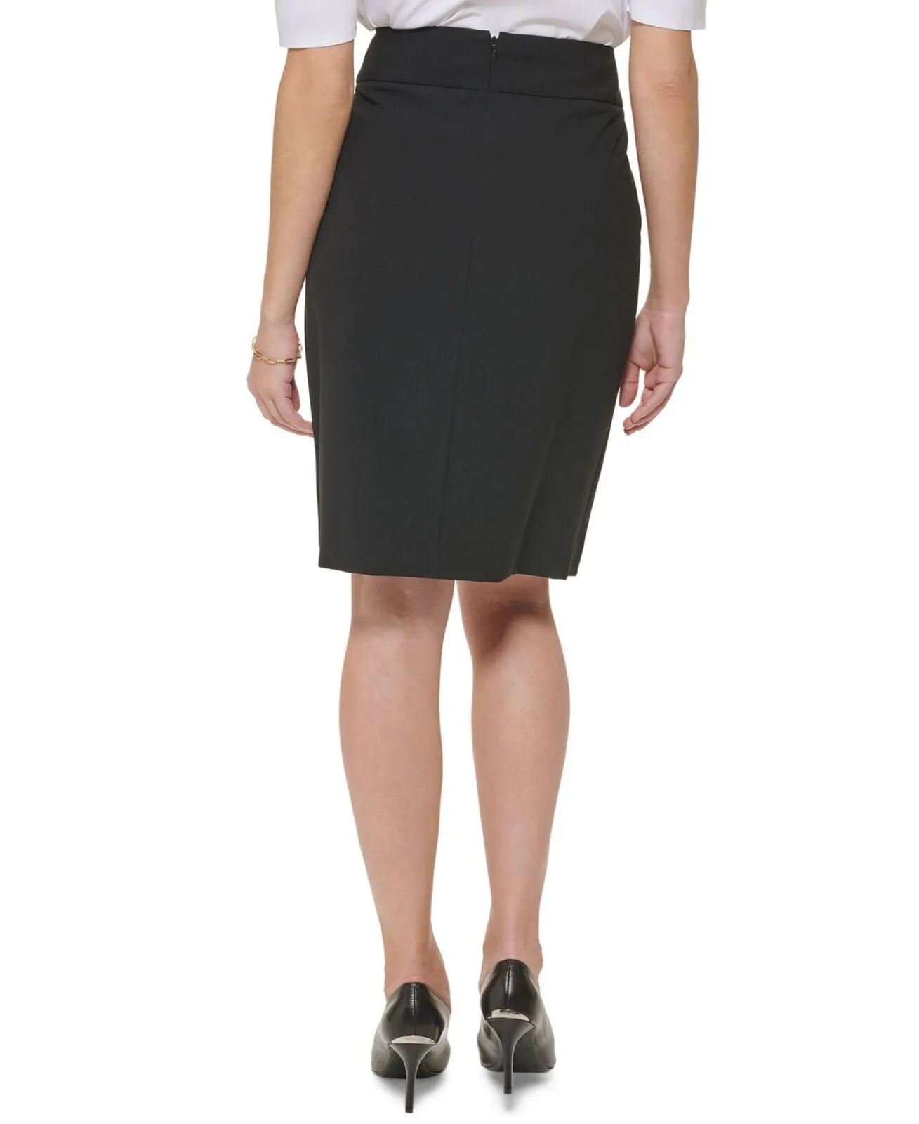 Calvin Klein Womens Petite Faux-Wrap Button-Detail Pencil Skirt T27SI993