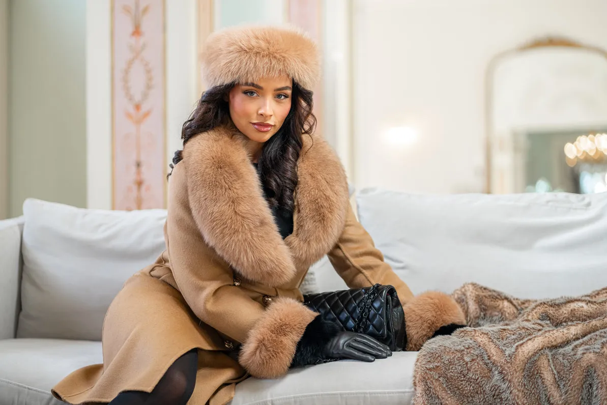 Camel Luxury Fur Cashmere Coat