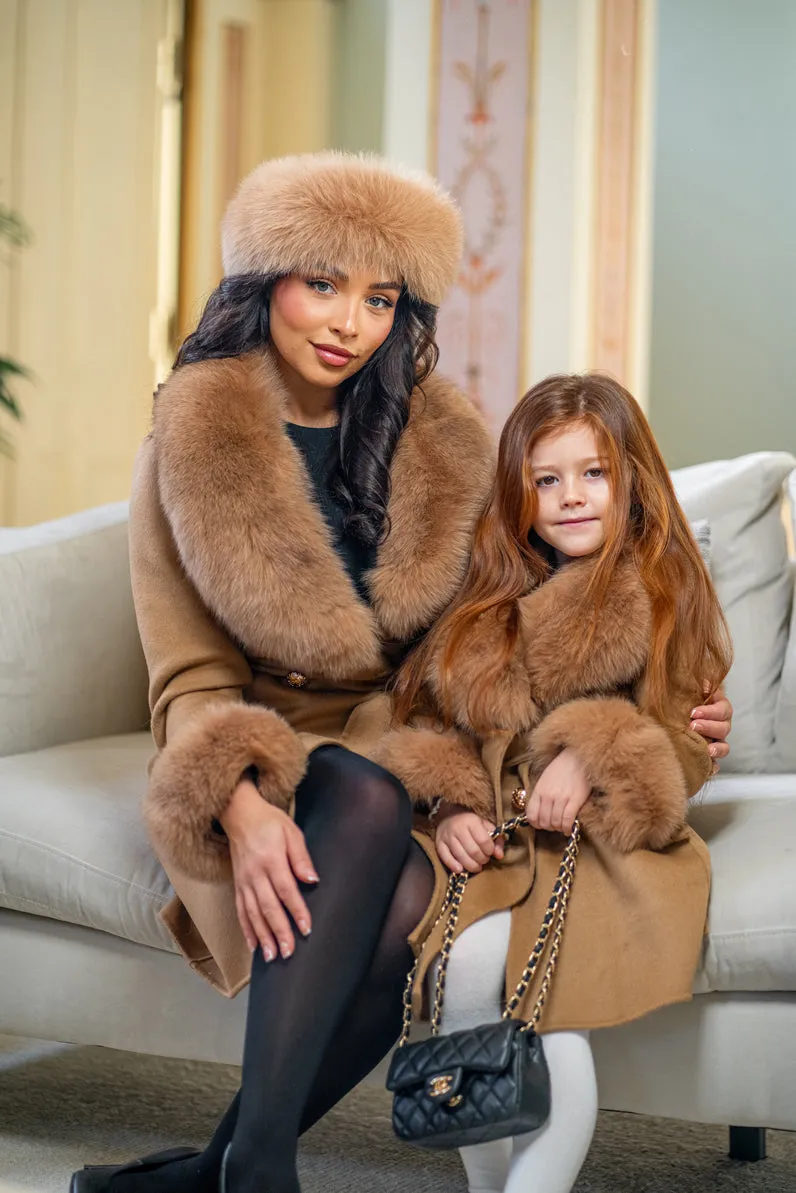 Camel Luxury Fur Cashmere Coat