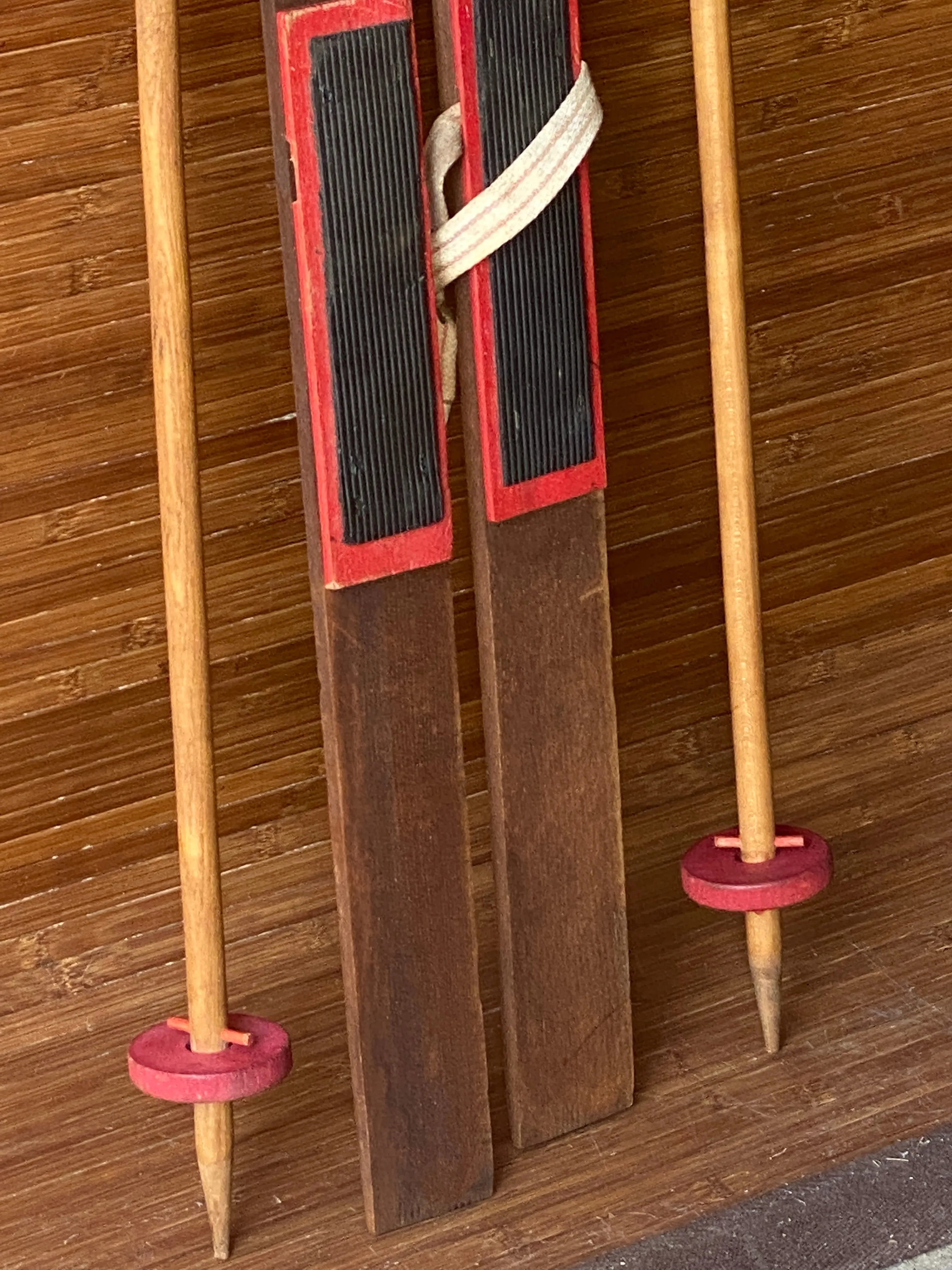 Childrens Vintage Skis and Poles