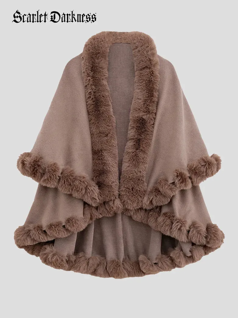 Christmas Limited Edition Double-layer Fur Collar Cape