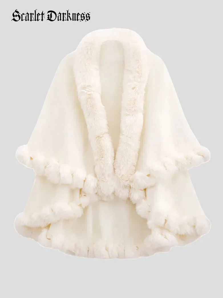 Christmas Limited Edition Double-layer Fur Collar Cape