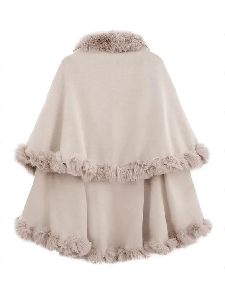 Christmas Limited Edition Double-layer Fur Collar Cape