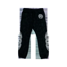 Chrome Hearts Black Cemetery Cross All Over Print Logo Sweatpants Black