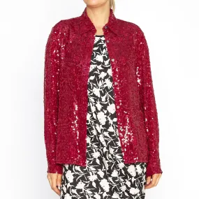 Cooper Shacket in Ruby Sequin