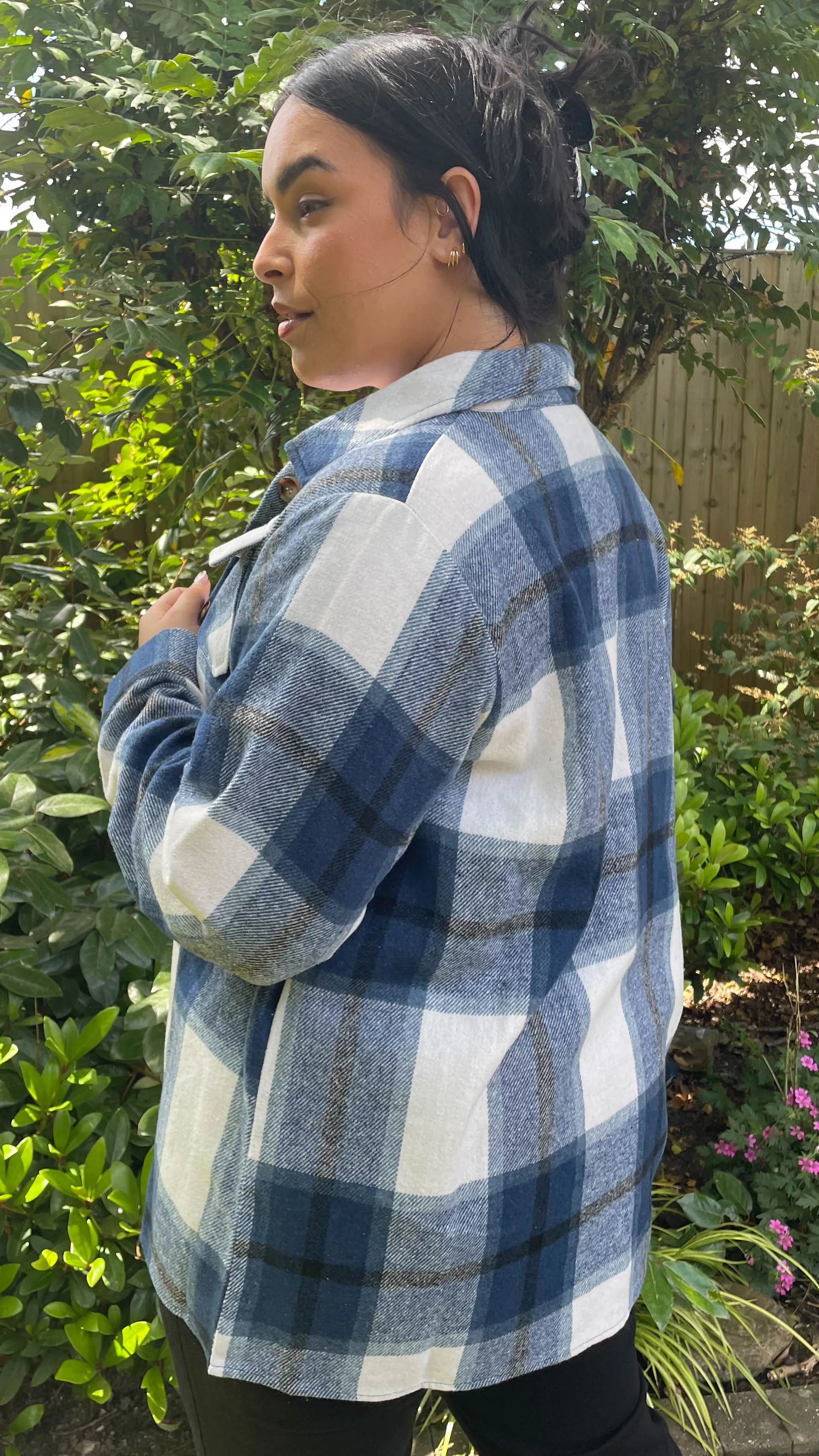 CurveWow Navy Check Shacket