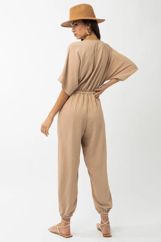 Dark Taupe Dolman Sleeve Jumpsuit