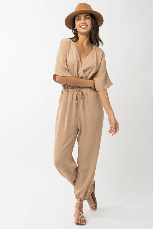 Dark Taupe Dolman Sleeve Jumpsuit